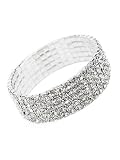Five Row Clear Crystal Stretch Bracelet Fashion Jewelry