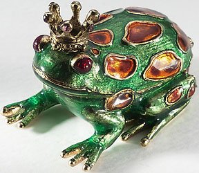 Monet Enamel Frog Keepsake Box GREEN