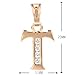 Snowman Lee Cubic Diamond 18k Rose gold plated Letter T Chain Pendant Necklace