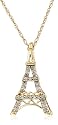 10k White, Yellow, or Rose Gold Diamond Eiffel Tower Pendant (1/10 cttw, I-J Color, I3 Clarity), 18"