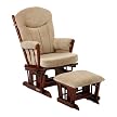 Regency Premium Multi-Position Locking Glider Rocker and Ottoman Set- Cherry Finish with Beige Micro Fiber