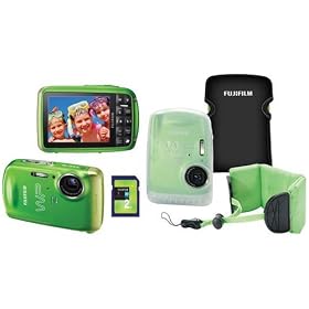 Fujifilm FinePix Z33WP 10MP Waterproof Digital Camera with 3x Optical Zoom (Green Summer Lite Bundle)