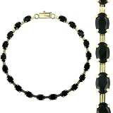 10K 6X4mm Oval Black Onyx Stone Bracelet
