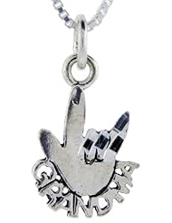Sterling Silver Cool Grandma Talking Pendant, 1 inch wide