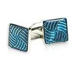 Artsy Turquoise Blue Enamel Swirl in Silver Finish with Presentation Box