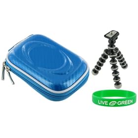 Hard Carrying Case (Candy Blue) and Premium Tripod for Creative Vado HD Pocket Video Camcorder Black