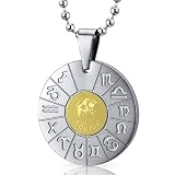 Taurus Bull Sign Zodiac Symbol Stainless Steel Circle Pendant Necklace