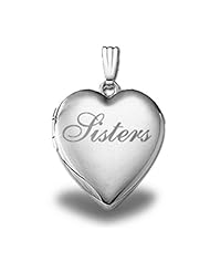 Sterling Silver " Sisters " Heart Locket 3/4 inch x 3/4 inch