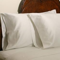 500 Thread Count Solid Sateen Egyptian Cotton Pillow Case.(standard) Set of 2 White