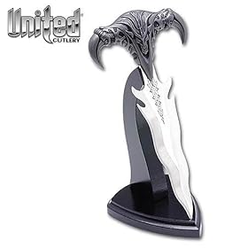 Antique Silver Dragon Flame Dagger with Stand