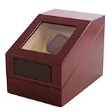 Watch Winder Box For Single Automatic Watch with Built in IC Program Cherry Finish with Storage for Three Watches