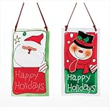 Santa and Snowman Hanging Christmas Plaques