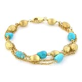 18K 7.5 Triple Strand Satin & Turquoise Bead Bracelet