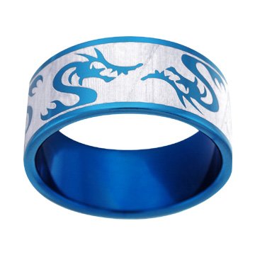 Childrens Toyshop  Jewelry : Blue 316L Stainless Steel Ring with Dragon Design