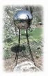 12 Inch Silver Stainless Steel Gazing Globe with Wrought Iron Stand