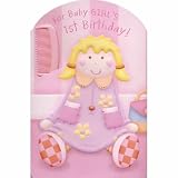 Baby Girls 1st Birthday Card with Baby Comb