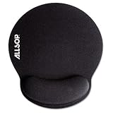 ALLSOP Memory Foam Mouse Pad W/ Wrist Rest Black 7 1/4 X 8 1/4 Inch Features Non-Skid Eco-Base