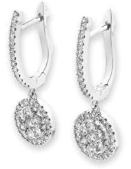 (X1000Diamond) 18K/750 White Gold Cluster with Round Halo Diamond Dangling Earring (0.68cttw, G-H Color, VS2-SI1 Clarity)
