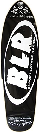 Black Leather Racing Oval Logo Longboard Skateboard Deck - 10" x 34"
