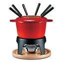 Swissmar Sierra 11-Piece Meat Fondue Set, Red Enameled Pot