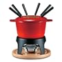 Swissmar Sierra 11-Piece Meat Fondue Set, Red Enameled Pot