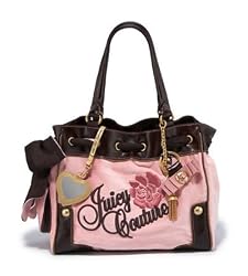 Juicy Couture Velour Rose Flower Daydreamer Bag Tote Pink