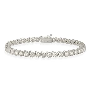 Stainless Steel CZ S Design Tennis Bracelet by 