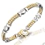 14 Kt Yellow and White-Gold Herringbone Cable Diamond Bracelet