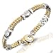 14 Kt Yellow and White-Gold Herringbone Cable Diamond Bracelet