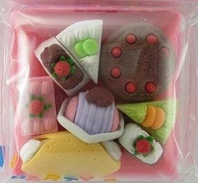 Cake / Dessert Erasers in a Plastic Case