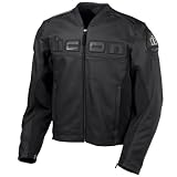 Icon Mens Accelerant Leather Motorcycle Jacket Black Medium