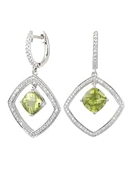 Tivolia Collection 14kt White Gold Diamond Earrings With Peridot
