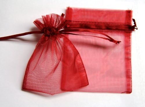 60 Pcs Sheer Organza Drawstring Pouches Gift Bags 6x9 Inches - Burgundy by Gift Square Organza