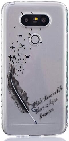 Case For LG G5,Ramidy Black feather Printing Soft Transparent TPU Gel Silicone Clear Bumper Protectiove Skin Case Cover For LG G5
