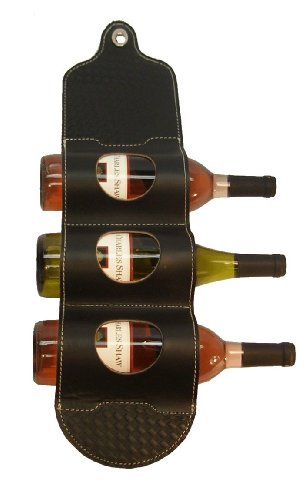 Detail image Wine Rack; Bandolier Leather Wine Wall Rack - WBWR-BLK by: Mint Leather