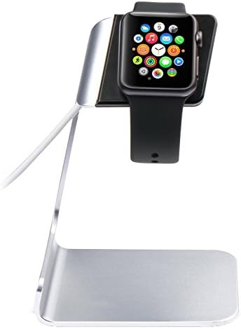 Apple Watch Stand, Al-Ti Alloy Charging Dock Charger Station Cradle Holder Bracket for Apple Watch (both 38mm and 42mm), with Built-in 45¡ã Viewing Angle and Minimalist Design, Silver