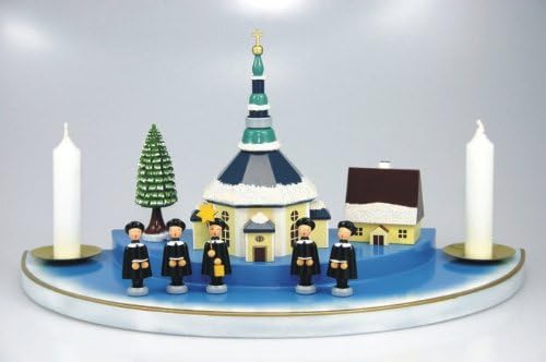 Candlestick with Seiffen church carolers figures 5 house colorful m. Snow 204/82 B