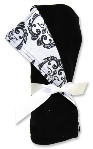 Trend Lab Receiving Blanket in Heirloom Print Front/Black Ultra Suede Back