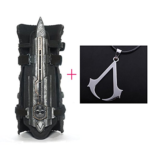 L-Zone® Assassin s Creed IV: Black Flag Hidden Blade & Gauntlet Cosplay Hidden Blade with Skull Buckle + 1 x Silver Assassin s Creed Necklace