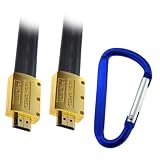 Buy GTMax 15FT HDMI WITH ETHERNET Flat Cable M M (Gold) with Keychain Belt Clip for...