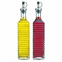 Storage Essentials Ribbed Glass Oil and Vinegar Cruet, Set of 2