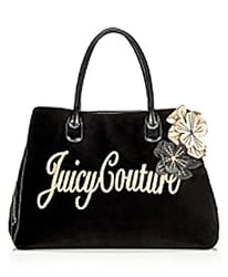 Juicy Couture Velour Large Flower Daydreamer Tote Black