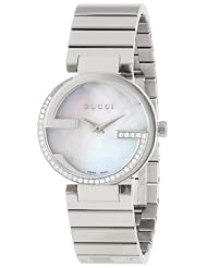 Gucci Womens YA133508 Interlocking Iconic Bezel Mother-Of-Pearl Dial 40 Diamonds Watch