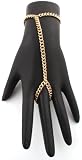 Basketball Wives Gold Plain Adjustable Finger Ring and Slave Hand Chain Bracelet One Size Fits All Poparazzi