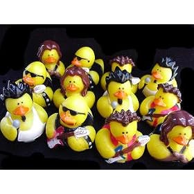 One Dozen (12) ROCK STAR Band Rubber Duckie Ducky Duck Party Favors by OTC