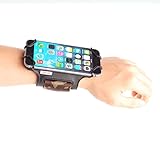 TFY オープンデザインの4~5.5インチ 携帯電話用 スポーツ アームバンド+キーホルダー(直接画面に操作)――iPhone 4 / 4S iPhone 5 / 5 S iPhone 6/6S plus - Neuxs 5 - Lumia 925 / 630 - Samsung Galaxy S4(9500) / S5(G900) / Note 2 (N7100) - HTC One (Max & Mini) / Desire / Butterfly などー (ブラック & めいさい腕章)