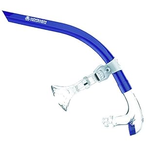 Adult Swimmer's Snorkel with Comfortable Silicone Mouthpiece and One-way Purge Valve | Center Mount Design | Blue