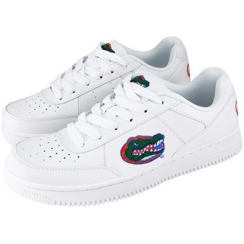 Florida Gators White Team Logo Leather Tennis Shoes (9)