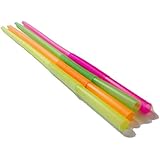 Perfect Stix Flexible , Bendy Straws Wrapped Neon Assorted ( pack of 100)