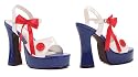 557-Raggedy Platform Sandal With White Straps and Red Bow and Button High Heel Shoes